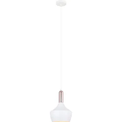 Italux Ophelia - Suspension Moderne Blanc, Cuivre 1 Lumière, E27