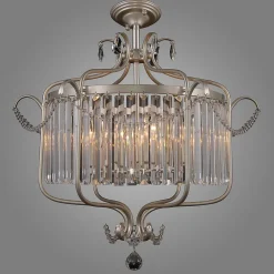 Italux Rinaldo - Pendentif à suspendre classique champagne argenté 6 lumières, E14