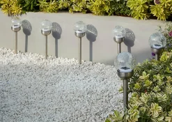 Kit 6 spots solaires d'extérieur à piquer ⌀10cm IP44 blanc froid argent