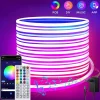 Kit de Néon flexible LED RGB 5m, DC 12V, APP/Télécommande, Plusieurs modes, IP65 étanche