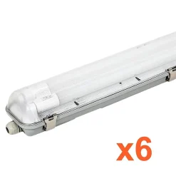 Kit de Réglette LED IP65 + 2 Tube Néon LED 150cm T8 22W (Pack de 6) - Blanc Chaud 2300K - 3500K - SILAMP