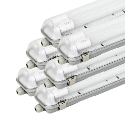 Kit de Réglette LED IP65 + 2 Tube Néon LED 150cm T8 22W (Pack de 6) - Blanc Chaud 2300K - 3500K - SILAMP