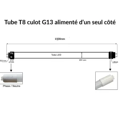 Kit de Réglette LED IP65 + Tube Néon LED 150cm T8 22W (Pack de 6) - Blanc Froid 6000K - 8000K - SILAMP