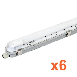 Kit de Réglette LED IP65 + Tube Néon LED 150cm T8 22W (Pack de 6) - Blanc Froid 6000K - 8000K - SILAMP