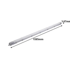 Kit de Réglette LED étanche + 1 Tube Néon LED 150cm T8 22W (Pack de 12) - Blanc Neutre 4000K - 5500K - SILAMP