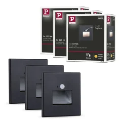 Kit Encastré mural LED Edge Kit de 3 80x80mm 3x1,2W 3x25lm 230V 2700K Noir mat