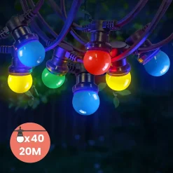 Kit Guirlande Guinguette IP65 20M 40 Bulbes Multicolores