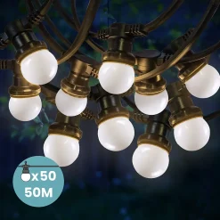 Kit Guirlande Guinguette 50m IP 65 Blanche