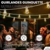 Kit Guirlande Guinguette 50m IP 65 Cable Blanc Bulbes Transparents Dimmables
