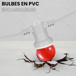 Kit Guirlande Guinguette 100m IP 65 Cable Blanc Multicolore