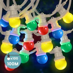 Kit Guirlande Guinguette 100m IP 65 Cable Blanc Multicolore