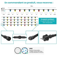 Kit Guirlande Guinguette 50m IP 65 Multicolore