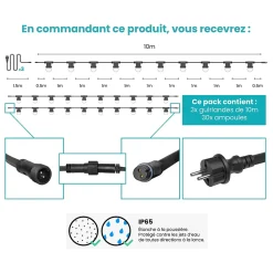 Kit Guirlande Guinguette 30m IP 65 Blanche