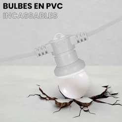 Kit Guirlande Guinguette 40m IP65 Câble Blanc Bulbes Blancs