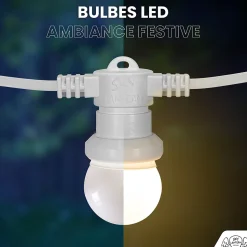 Kit Guirlande Guinguette 40m IP65 Câble Blanc Bulbes Blancs