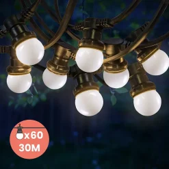 Kit Guirlande Guinguette 30M 60 Bulbes Blanc IP65