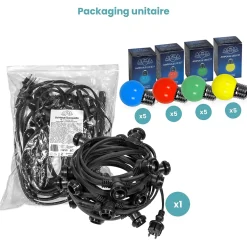 Kit Guirlande Guinguette IP65 10M 20 Bulbes Multicolores