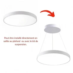 Kit Plafonnier LED Blanc 30W 40cm avec Kit de Suspension - Blanc Neutre 4000K - 5500K - SILAMP