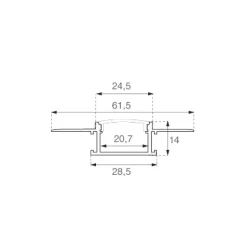Kit profilé plat à niveler sur plaque de plâtre 2m avec revêtement satiné et 2 capuchons
