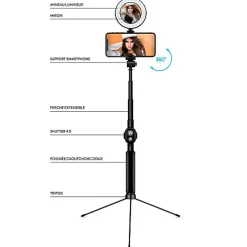 Kit Selfie Bluetooth 2 en 1 avec trépied extensible
