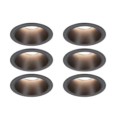 Kit Spot encastré LED Cole Coin Kit de 6 IP44 88mm Coin 6x6W 6x470lm 230V gradable 2700K Noir mat