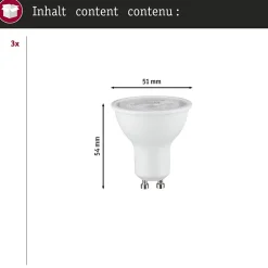 Kit Standard 230 V Réflecteur LED GU10 Kit de 3 3x460lm 3x7W 2700K gradable Blanc dépoli