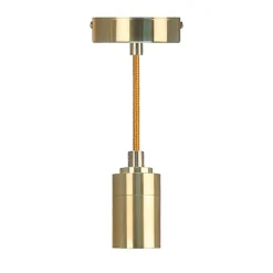 Kit Suspension E27 Laiton 15m - Câble Textile et Cache Douille Métal - Gamme "Elégance Luxe"