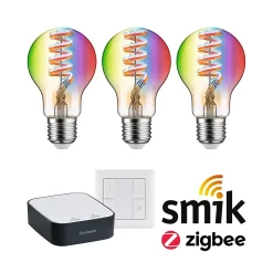 Kits de démarrage Smart Home Zigbee 3.0 Gateway + Ampoule LED E27 RGBW + Interrupteur