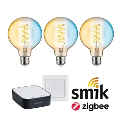 Kits de démarrage Zigbee 3.0 Smart Home smik Gateway + Ampoule LED Filament G95 Tunable White + Interrupteur