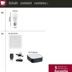 Kits de démarrage Zigbee 3.0 Ampoule LED E27 RGBW + Gateway smik + Interrupteur