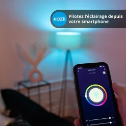 KOZii - Ampoule LED connectée KOZii, éclairage blancs + couleurs, E27 A60 Opaque 9W - KE806GRVBCCT