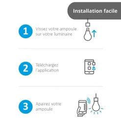 KOZii - Ampoule LED connectée KOZii, éclairage multi-blancs, Filament E27 G125 Opaque 7W cons. - KRFE806B125OCCT