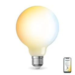 KOZii - Ampoule LED connectée KOZii, éclairage multi-blancs, Filament E27 G125 Opaque 7W cons. - KRFE806B125OCCT