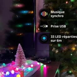 KOZii - Guirlande connectée LED RVB USB 6m Synchronisation musicale - KGRL6RVBM
