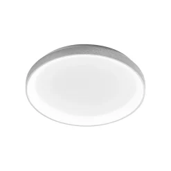 Krizia - Plafonnier LED dimmable 38W 3000K - Lumière chaude 3300lm, diffuseur opale, cadre blanc satiné, d.27 cm, design moderne