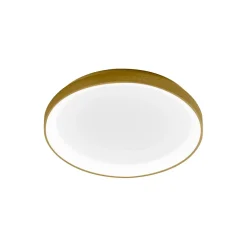Krizia - Plafonnier LED dimmable 38W 3000K - Lumière chaude 3300lm, diffuseur opale, cadre doré, d.27 cm, design moderne