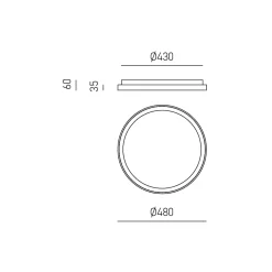 Krizia - Plafonnier LED dimmable 38W 3000K - Lumière chaude 3300lm, diffuseur opale, cadre doré, d.27 cm, design moderne