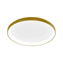 Krizia - Plafonnier LED moderne dimmable 50W - 4100lm, lumière chaude 3000K, aluminium doré, diffuseur opale, d.45 cm