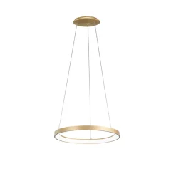 Krizia - Suspension LED dimmable 50W - 2900lm, lumière chaude 3000K, anneau or brossé, diffuseur opale, d. 60 cm