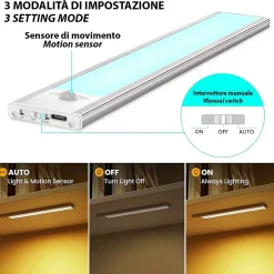 LACTEA XL : Lampe LED rechargeable sous meuble 40 cm, 150 lumens, avec CCT. Argent