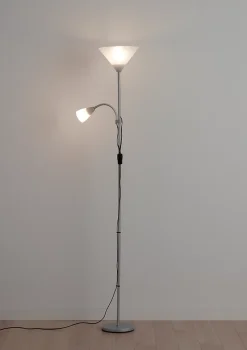 Lampadaire 2 ampoules E27 E14 IP20 gris