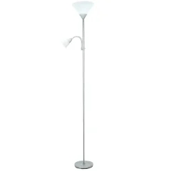 Lampadaire 2 ampoules E27 E14 IP20 gris