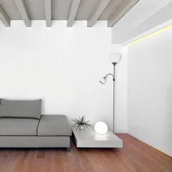 Lampadaire - EDM - Boston - Argent - E27 60W - E14 40W - 176 cm