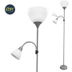 Lampadaire - EDM - Boston - Argent - E27 60W - E14 40W - 176 cm