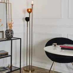 Lampadaire - Home Deco Factory - Tripod Verre Fumé - Art Deco - Multicolore - H150 X L32 X P25 Cm