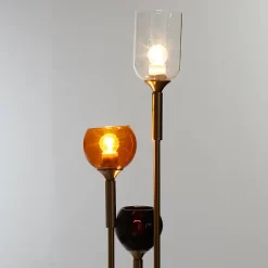 Lampadaire - Home Deco Factory - Tripod Verre Fumé - Art Deco - Multicolore - H150 X L32 X P25 Cm