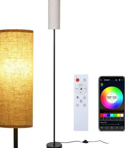 Lampadaire à intensité variable RVB avec Télécommande et Minuterie APP noir