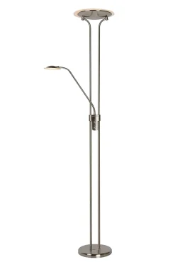 Lampadaire / lampe de lecture CHAMPION-LED en métal avec LED intégré - Chrome Dépoli - Lucide