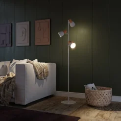 Lampadaire 3 lampes bois et métal blanc Cornflower H.156 x Ø28cm E27 25W GoodHome