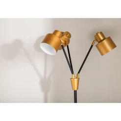 Lampadaire 3 Spots en Métal "Vifta" 178cm Noir & Or